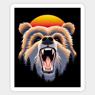 Roaring Grizzly Bear Face Sticker